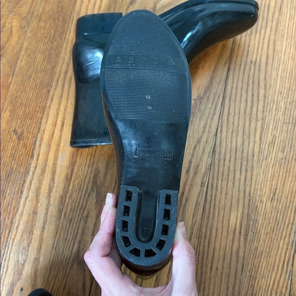Mel‎ by Melissa Lace lined Jelly Rain Booties Black size 7